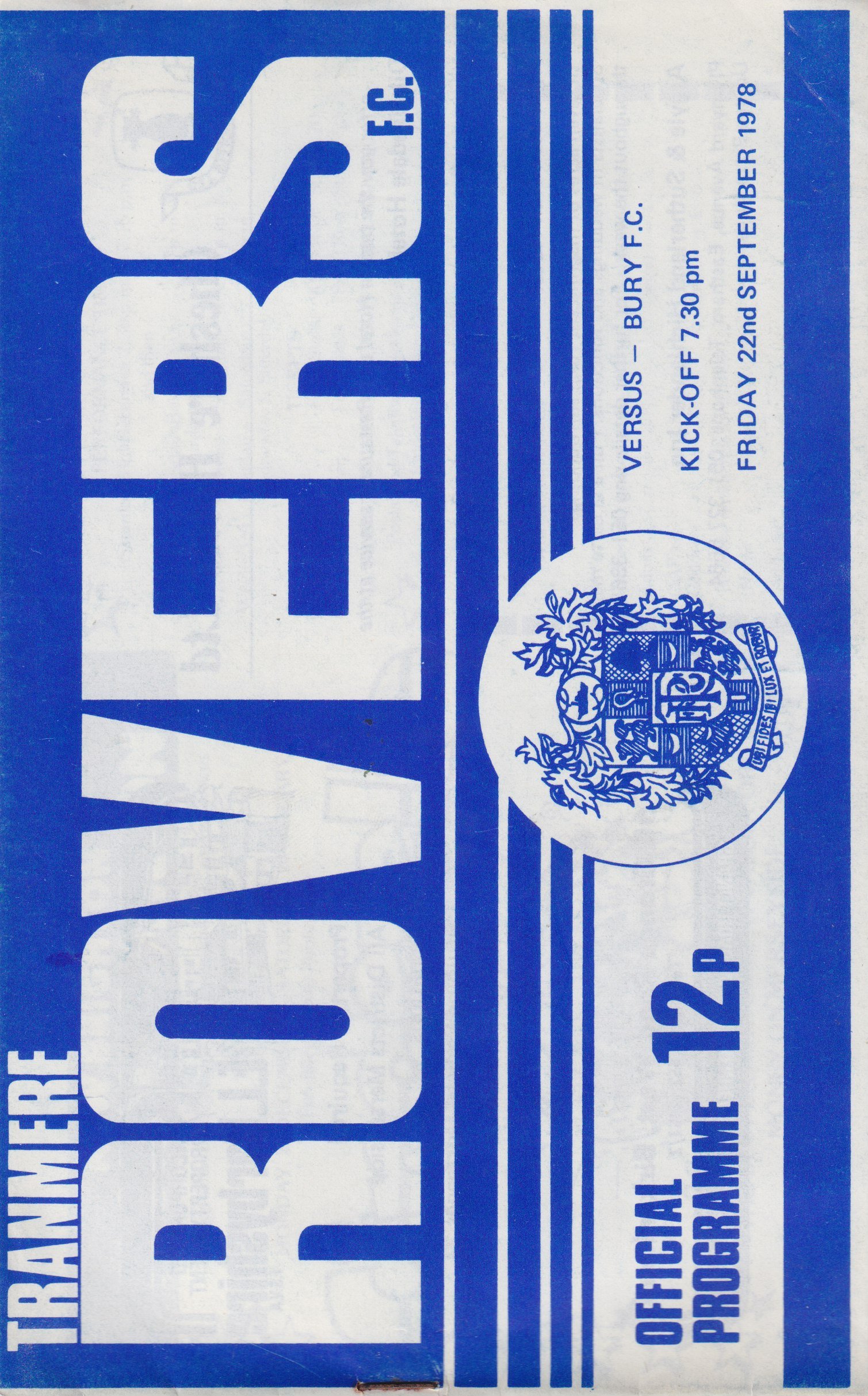 Tranmere Rovers v Bury match programme